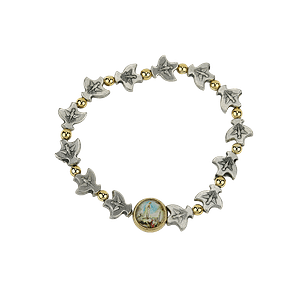 Gold bracelet with silver doves