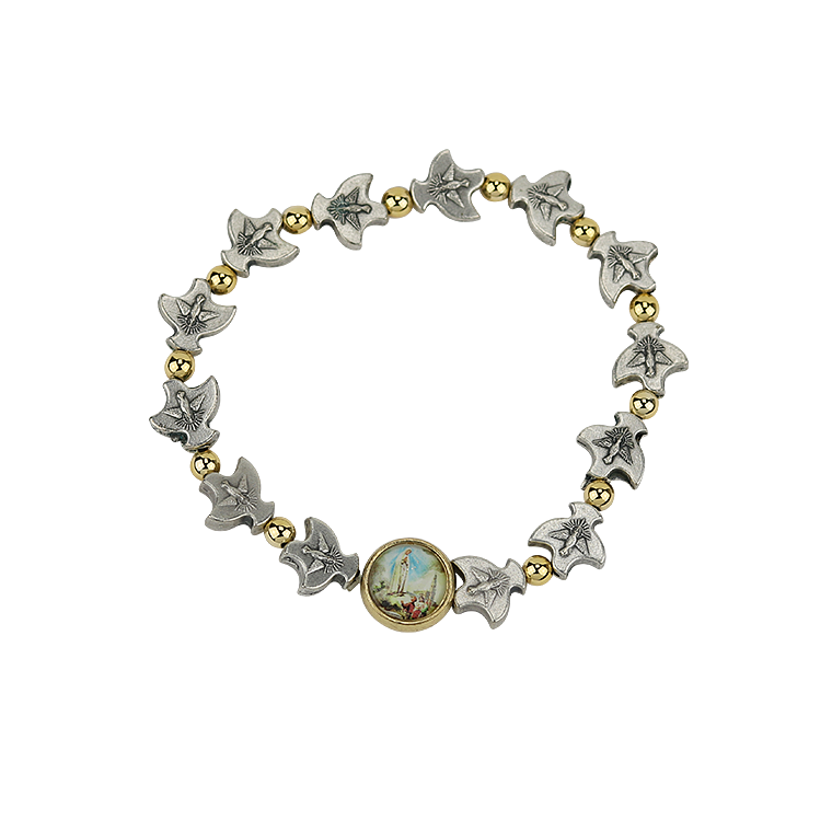 Gold bracelet with silver doves 2