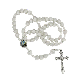 Rosary of white hearts with clasp