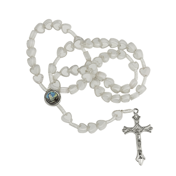 Terço de corações brancos 