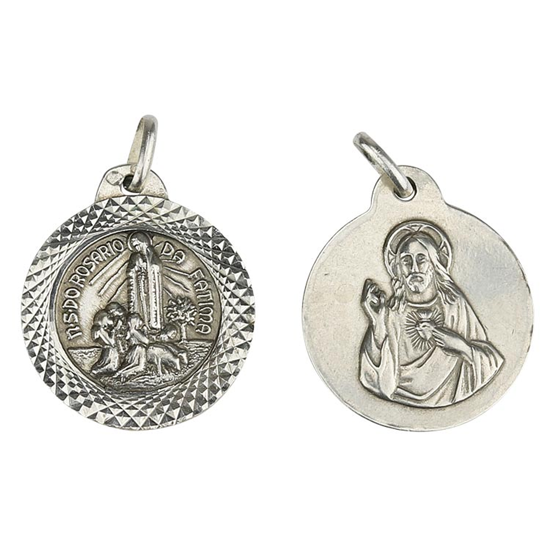 Medal of Fatima Apparition and Sacred Heart of Jesus - Silver 925 1