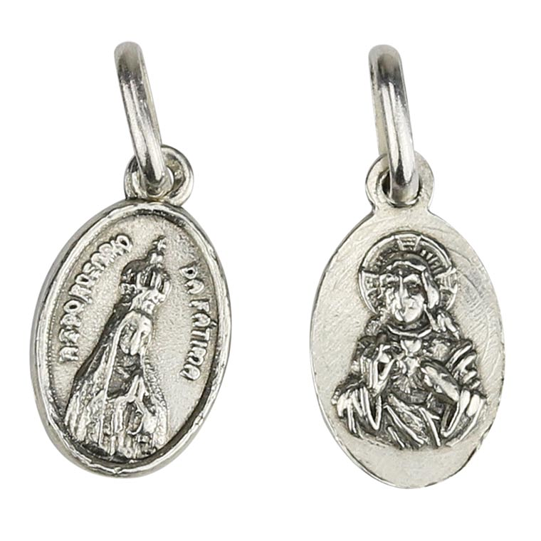 Medalla de Nuestra Señora de Fátima con corona - Plata 925 1