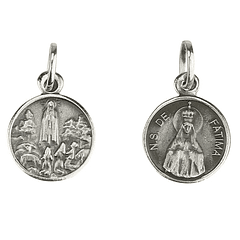Medalha Fátima com coroa - Prata 925