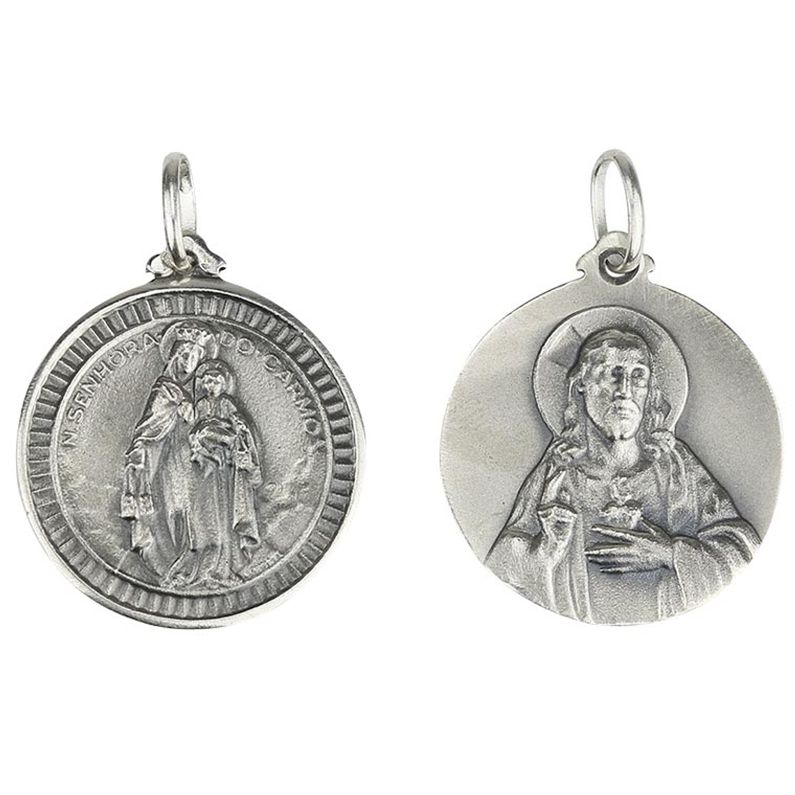 Médaille de Notre-Dame du Mont Carmel et Coeur - Argent 925 1