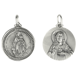 Medal of Our Lady of Mount Carmel and Heart - Silver 925