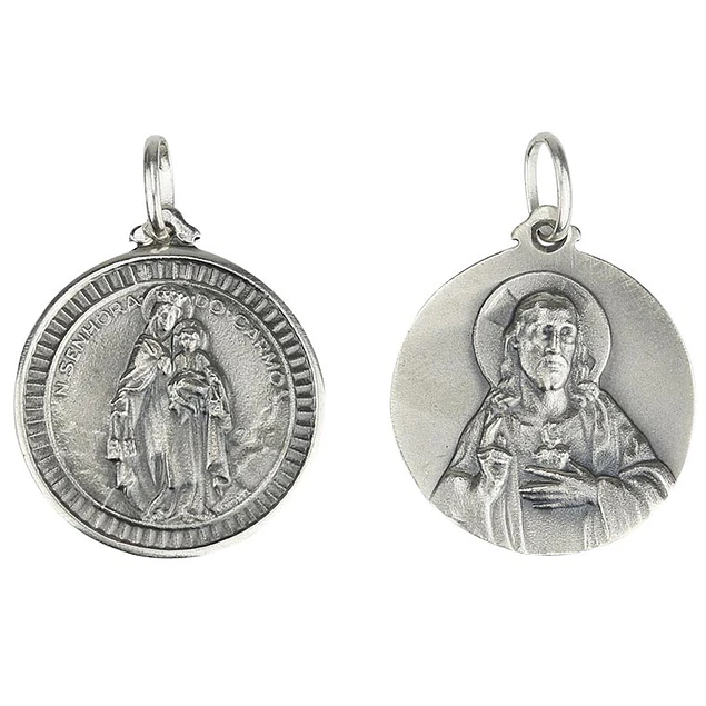 Medal of Our Lady of Mount Carmel and Heart - Silver 925