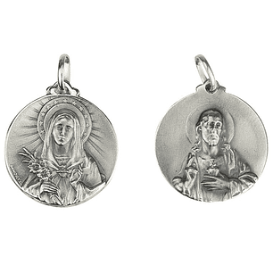 Medal of the Sacred Heart of Jesus and Mary - Silver 925