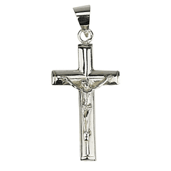 Rounded crucifix medal - 925 Silver