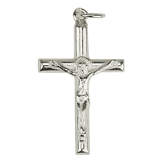 Medalla de crucifijo redondeado simple - Plata 925