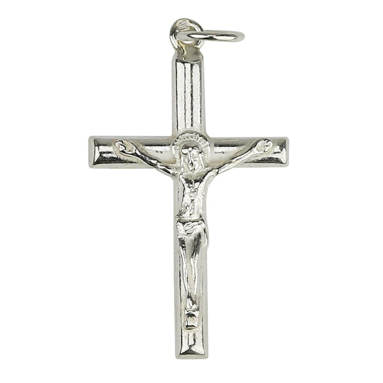Simple rounded crucifix medal - 925 Silver 1