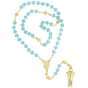 Rosary of Fatima transparent blue crystal