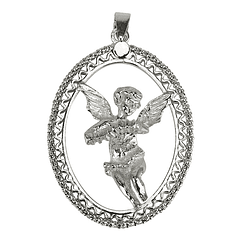 Angel Medal with Accordion - 925 Silver