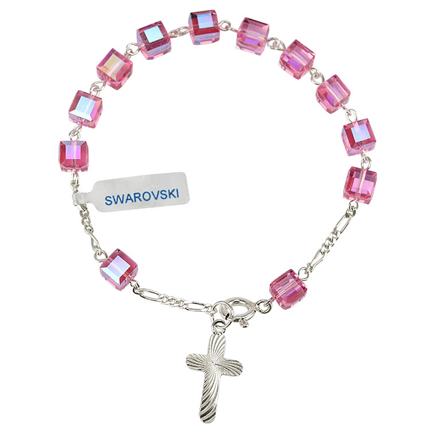 Pulseira cristal rosa Swarovski 