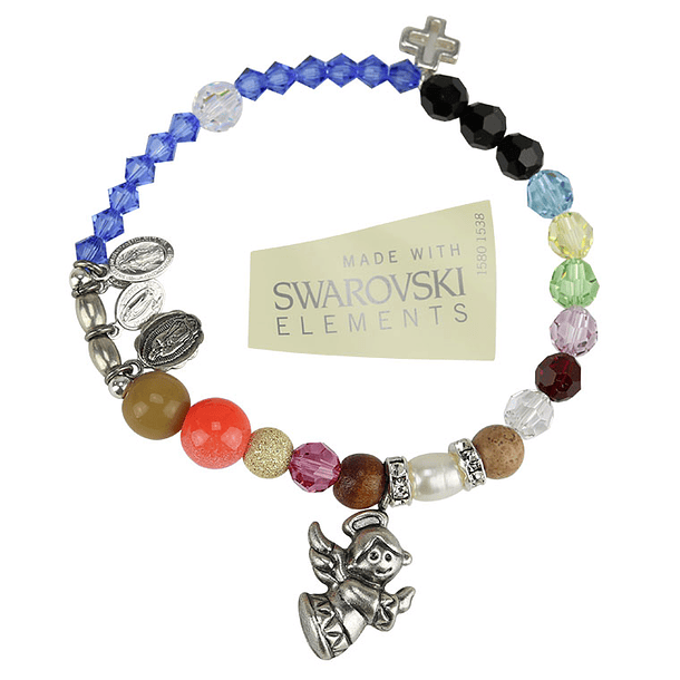 Pulseira Swarovski várias medalhas 