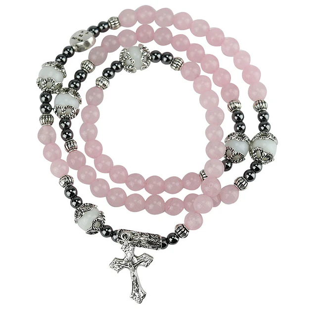 Catholic quartz rose rosary