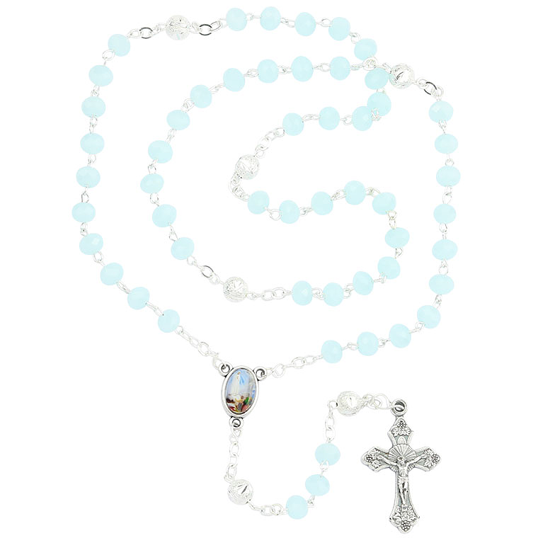 Crystal rosary with Blue Fatima 1