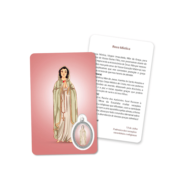 Cartão com oração Nossa Senhora Rosa Mística 1