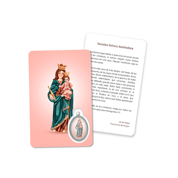 Cartão com oração de Nossa Senhora de Auxiliadora 2