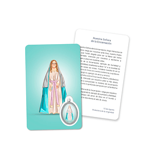 Prayer's card to Our Lady of the Incarnation