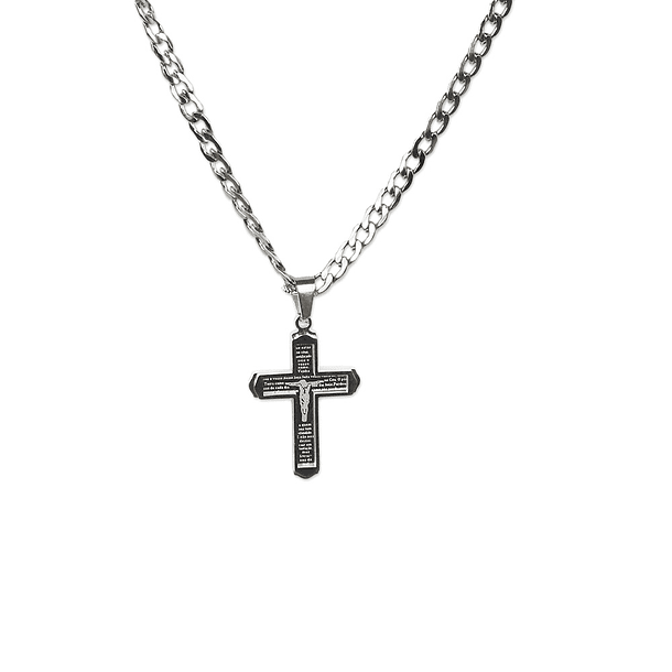 Stainless steel necklace with prayer 1
