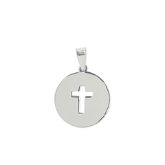 Stainless steel medal with cross