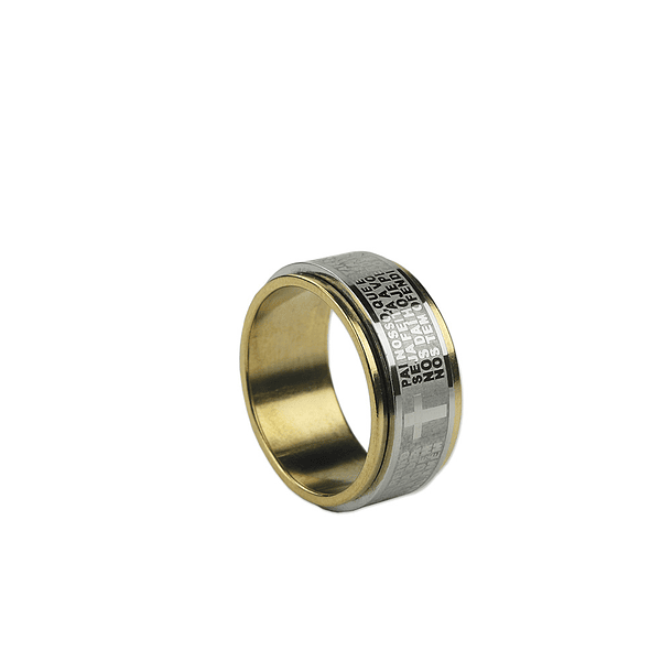 Stainless steel ring with Our Father prayer 1
