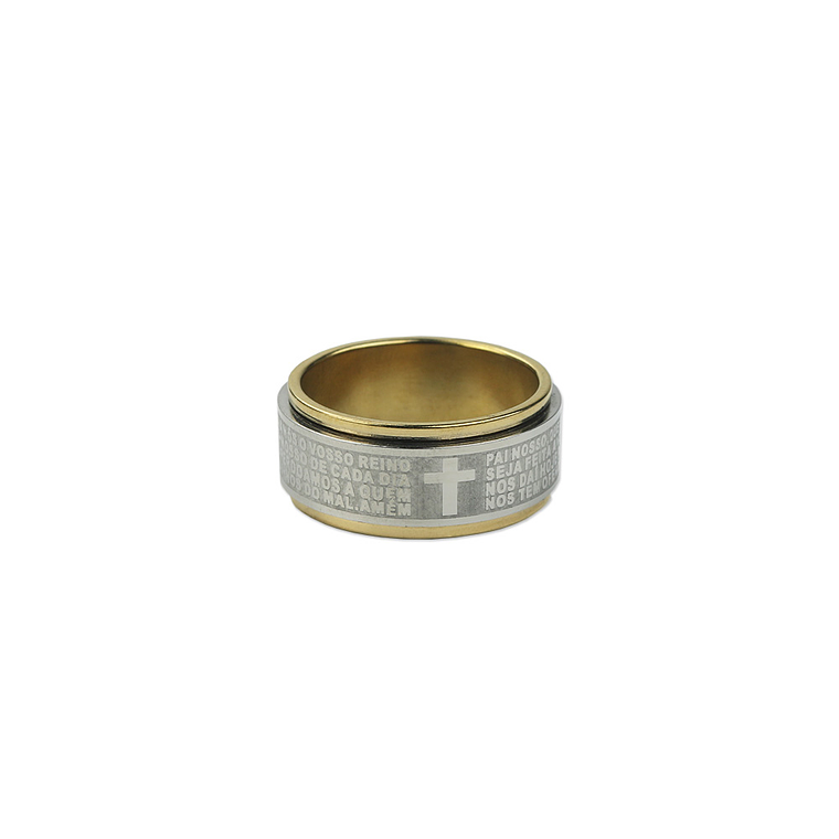 Stainless steel ring with Our Father prayer 2