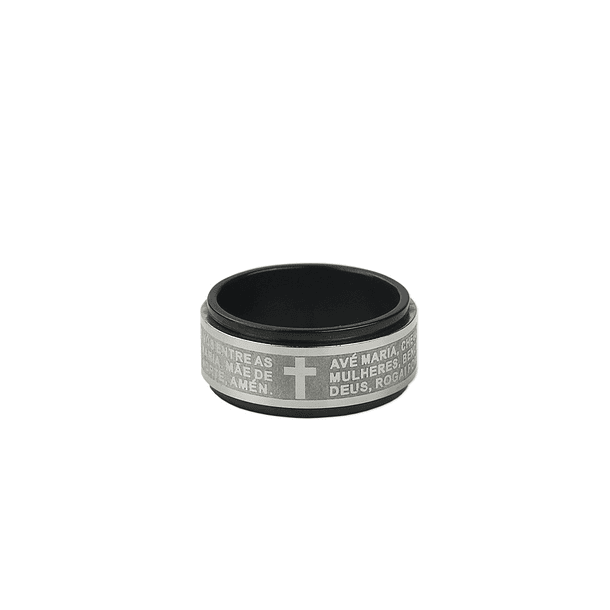 Stainless steel ring with Hail Mary prayer 2