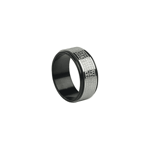 Stainless steel ring with Our Father prayer
