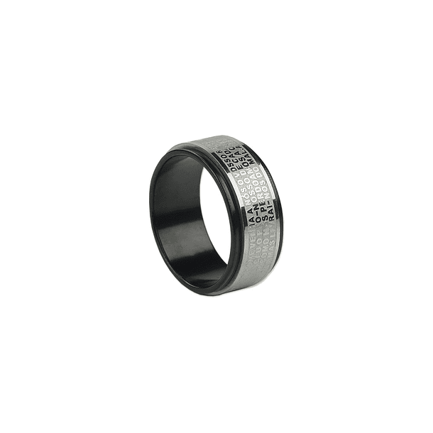 Stainless steel ring with Our Father prayer 1