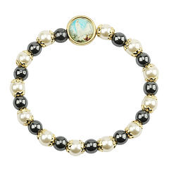 Pulseira com pérolas creme e preto