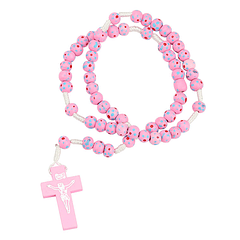 Pink wood rosary