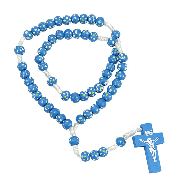 Blue rosary on rope 1