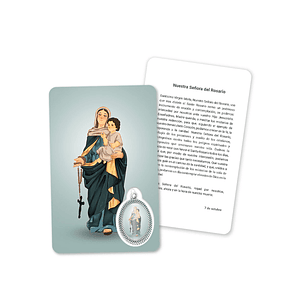 Prayer's card to Our Lady of the Rosary