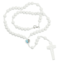 White rosary with heart