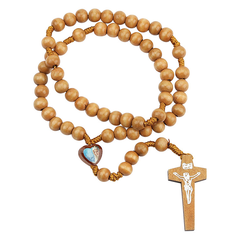 Wooden rosary with heart 1