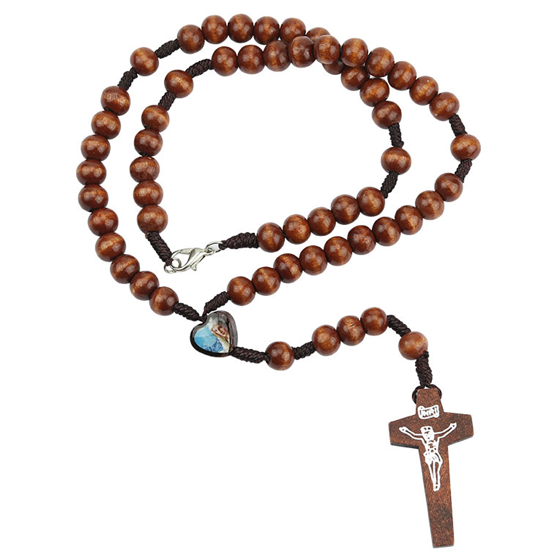 Wood rosary with heart 1