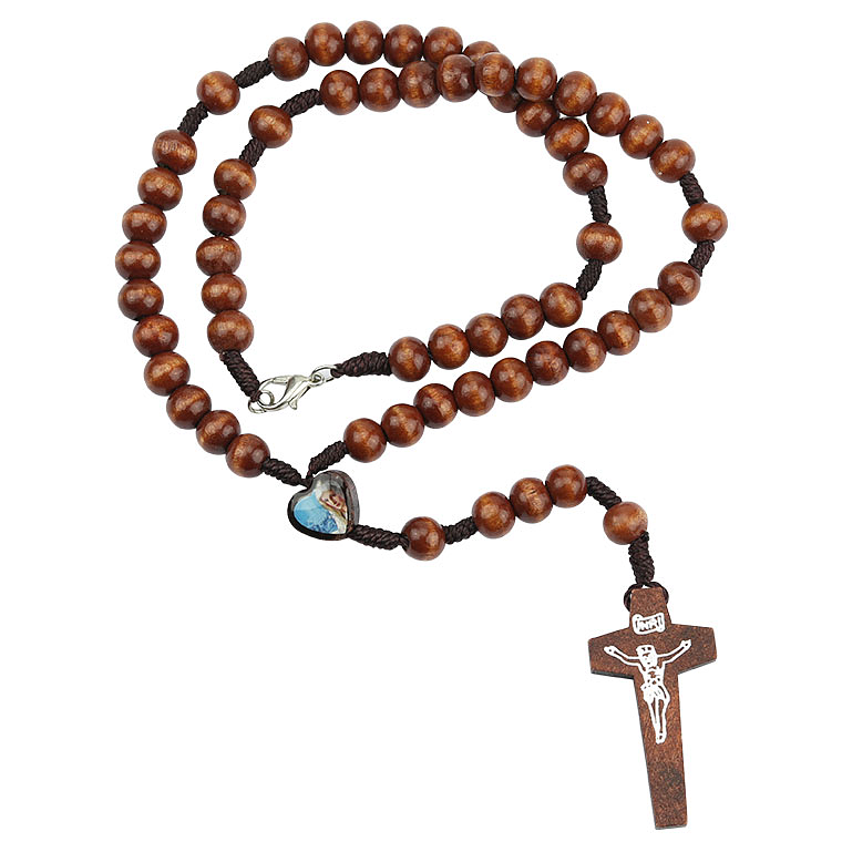 Wood rosary with heart 1