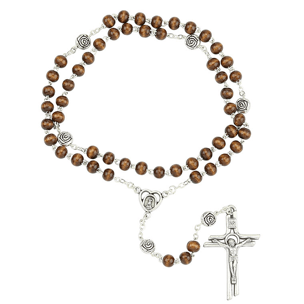 Wooden rosary with roses 1