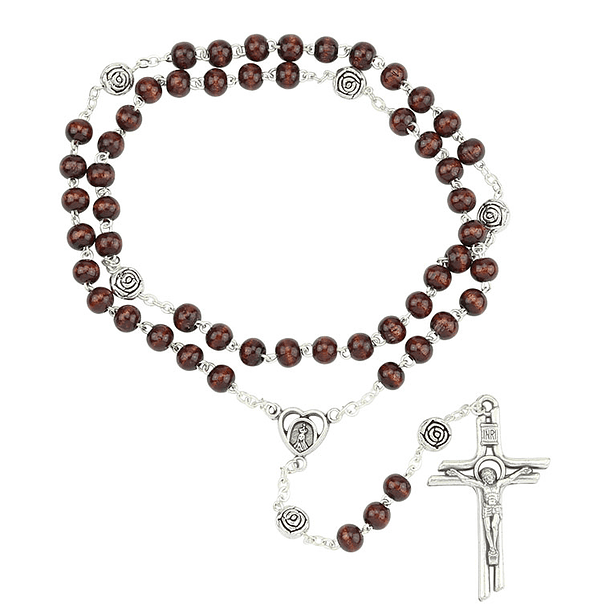 Wooden rosary with roses 3