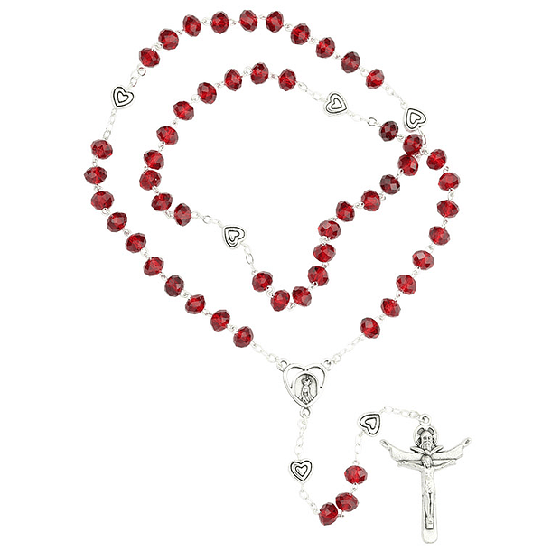 Crystal rosary with hearts 1