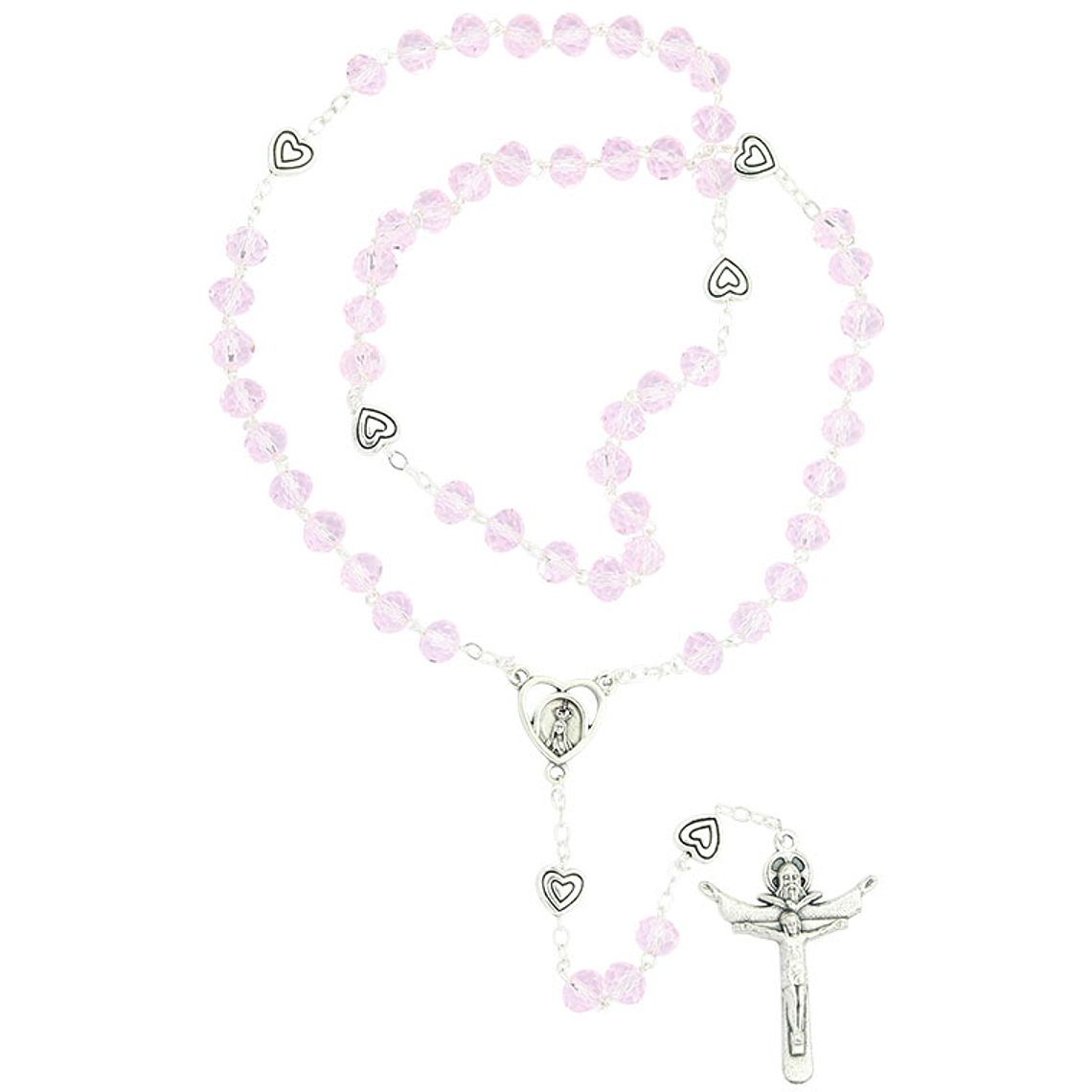 Crystal rosary with hearts 2