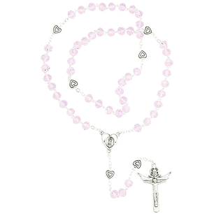 Crystal rosary with hearts
