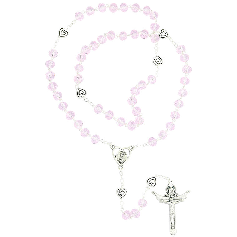 Crystal rosary with hearts 2