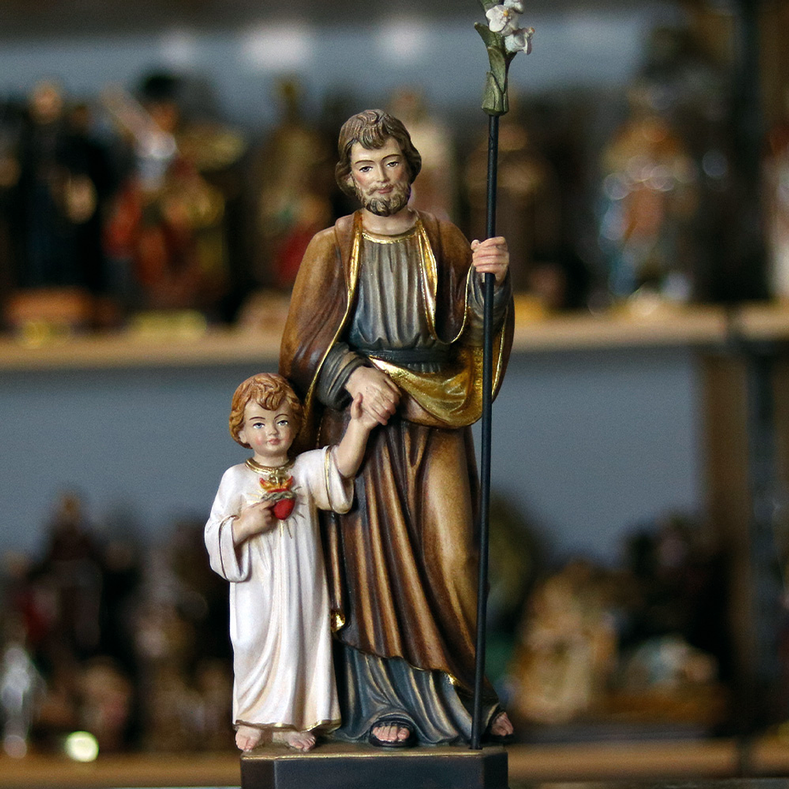 Statue of Saint Joseph with Infant Jesus - wood 2
