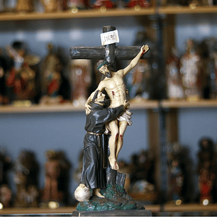 Cristo in croce con Francesco 37 cm