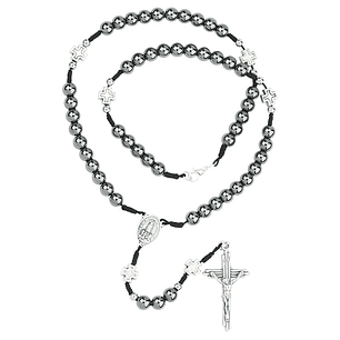Rosary of hematite and zamac