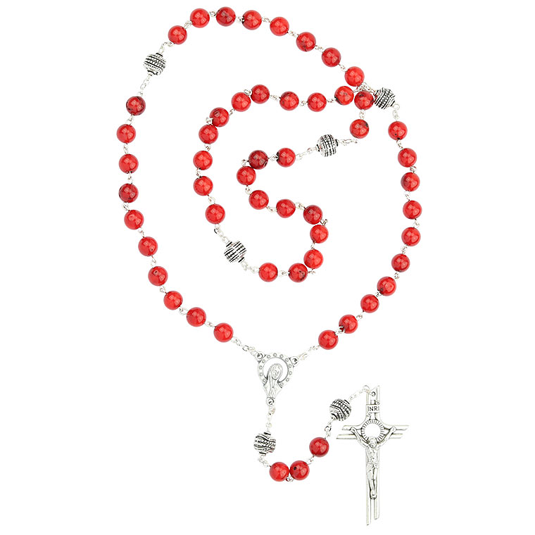 Coral Stone Rosary 1