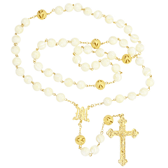 Golden rosary mother pearl