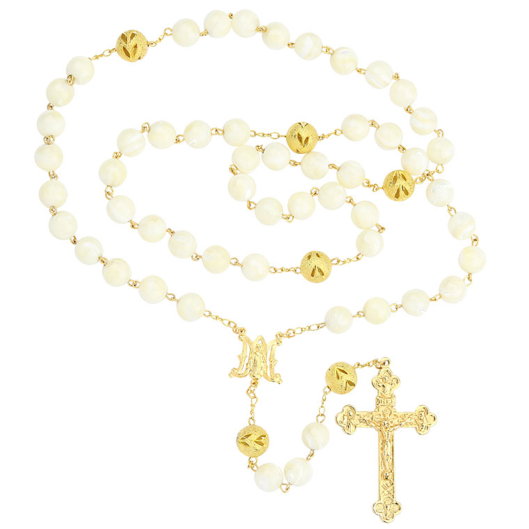 Golden rosary mother pearl 1